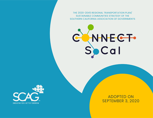 "Connect SoCal" logo with SCAG and adoption date.