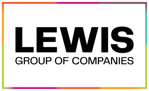 LEWIS GROUP OF COMPANIES logo with a colorful border.