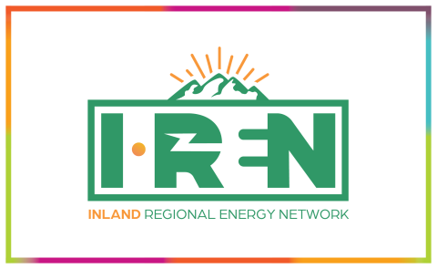 Logo with green text and a mountain with sunburst.