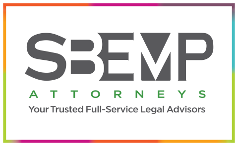 SBEMP Attorneys logo with colorful border.