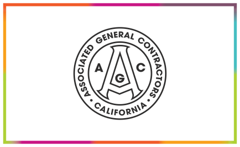 AGC California logo with colorful border.
