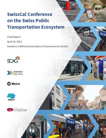 SwissCal Conference report cover with public transport images and logos.