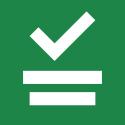 Checkmark inside a green square.