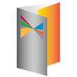 Colorful abstract logo with intersecting triangles.
